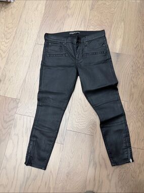 Express Black Coated Skinny Jeans with Ankle Zips